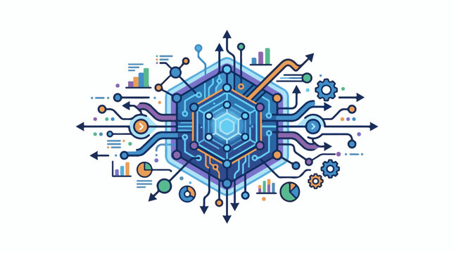 Abstract digital circuit with data visualization elements