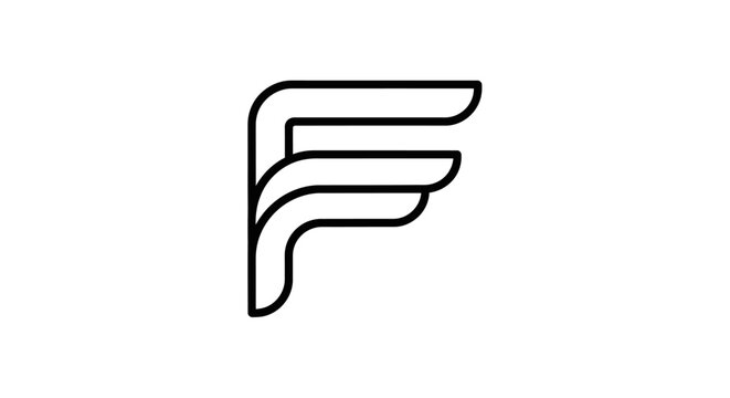 Abstract letter F logo made of parallel lines.
