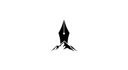 Fototapeta premium Black pen nib merging with mountain peak.