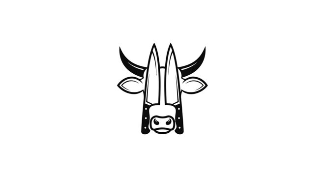 Bull head logo with chef knives replacing horns.