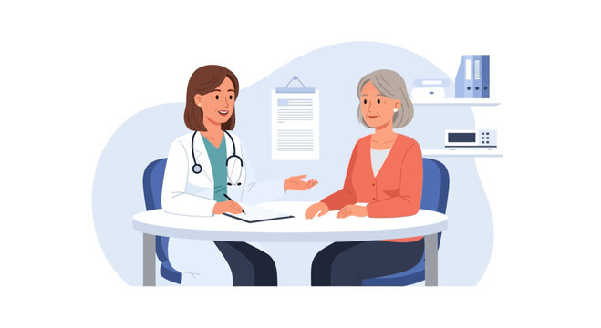 Doctor and Patient Consult in Clinic, Healthcare Consultation