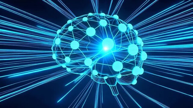 Blue glowing brain network