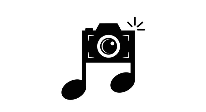 Creative photography and music note camera logo icon design.