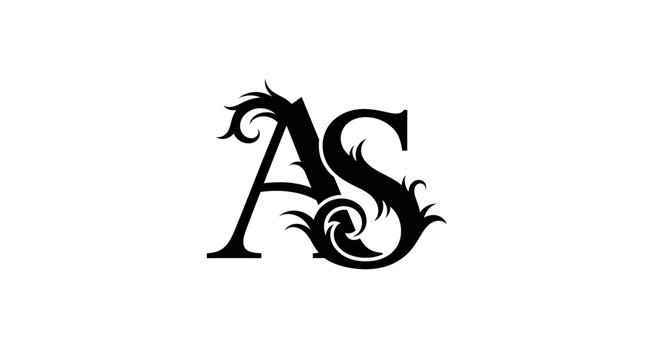 Decorative ornate letters AS monogram with floral flourishes.