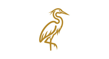 Fototapeta premium Elegant golden line art of a standing heron.