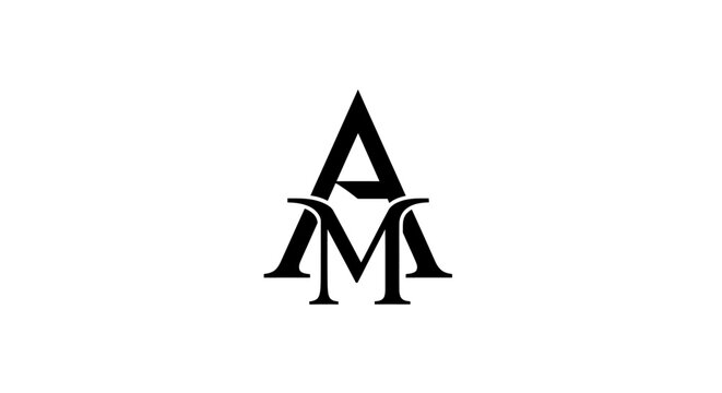 Elegant serif letters A and M monogram logo design.