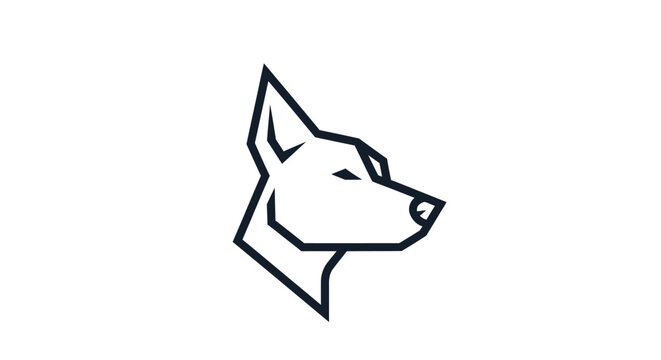 Geometric black and white dog head profile logo icon.