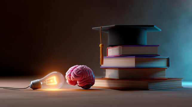 An education-themed visual with glowing ideas and learning elements, great for schools, universities, and tutoring ads.	