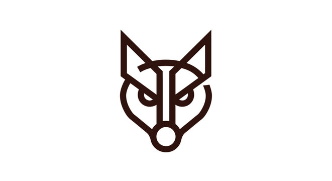Geometric linear wolf head logo for sports and gaming.