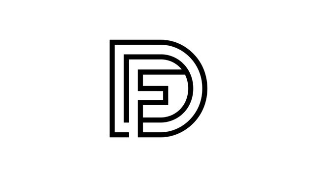 Geometric square monogram featuring letters D and F.