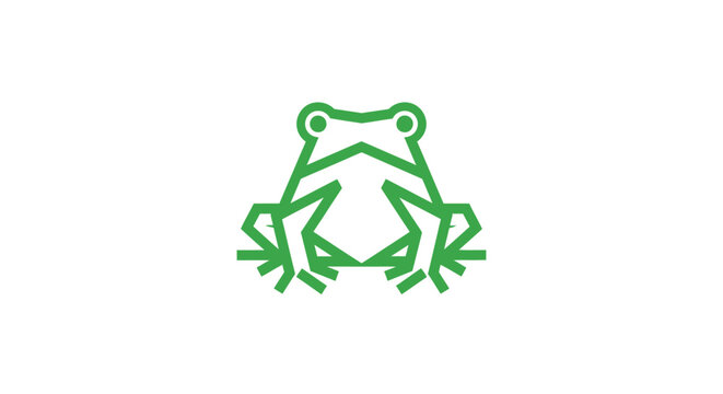 Green frog line art logo icon design.