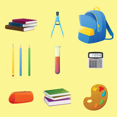 Fototapeta premium School Supplies Collection with Educational Equipment and Learning Tools