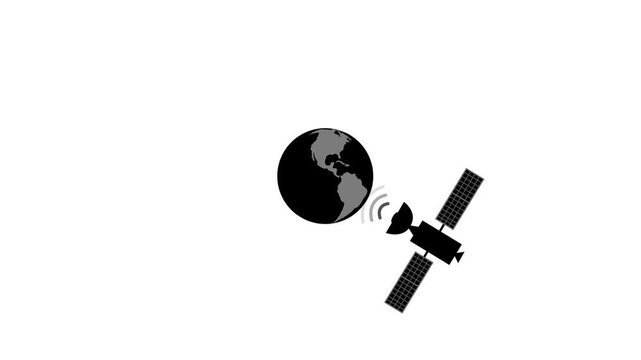 Flat animation of a satellite below a stylized earth