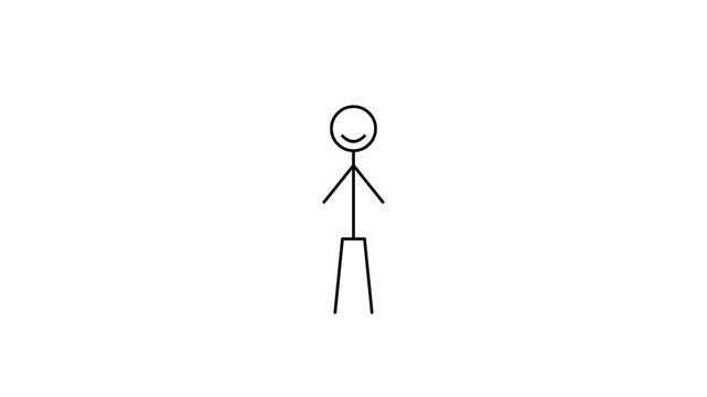 Simple black and white stick figure with a happy face