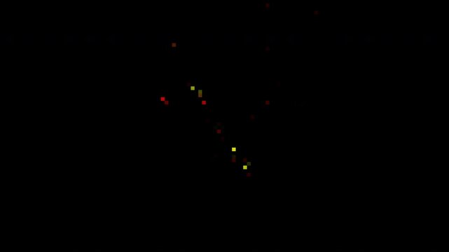 Pixel Spark Impact Effect on Black Background with Retro 8 Bit Hit Burst, Arcade Game VFX Motion Graphics Animation Loop