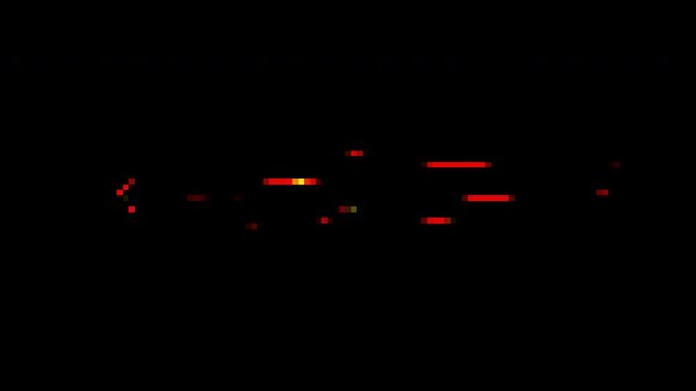 Pixel Fire Projectile Animation on Black Background with Retro 8 Bit Flame Shot, Arcade Game VFX Motion Graphics Loop