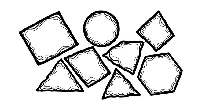 Geometric Shapes Hand Drawn Style White Background Objects