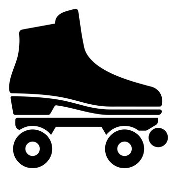 Roller skate solid glyph icon for leisure activity. Vector illustration.