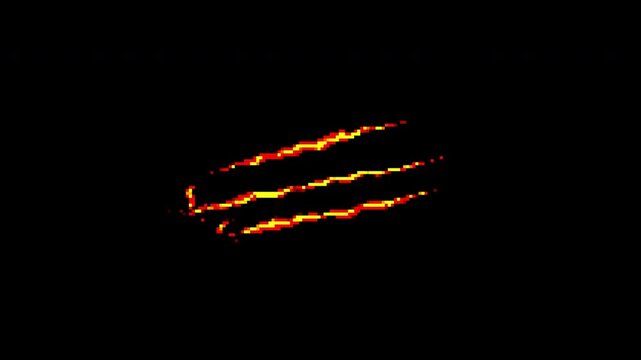 Fiery Claw Mark Slash Animation Effect on Black Background.