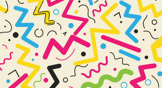 Retro 80s Memphis Style Pattern - Abstract Geometric Background