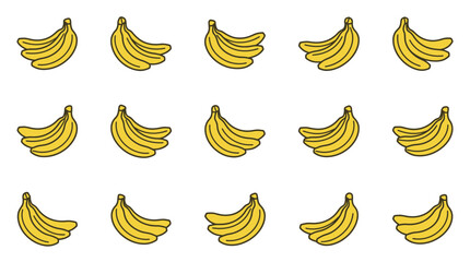 Yellow banana bunch icons in flat line style © katokcargo