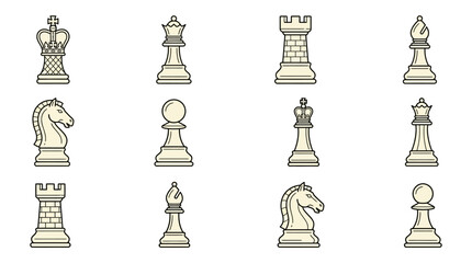 Strategic chess piece line icon collection. © katokcargo