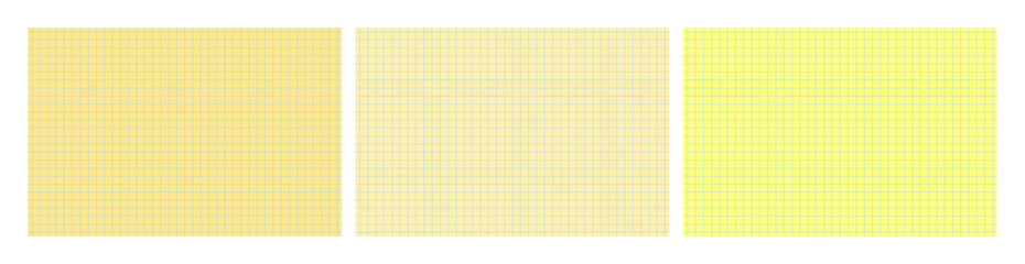 Set of yellow legal pad pages with grid designs © dniprodd