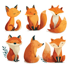 Fototapeta premium set of funny fox vectors
