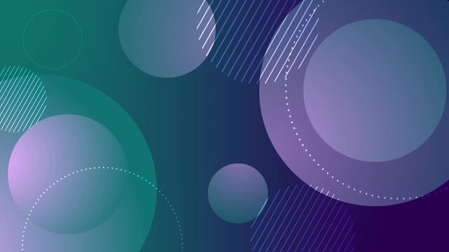 Abstract gradient background with overlapping translucent circles and diagonal lines animation