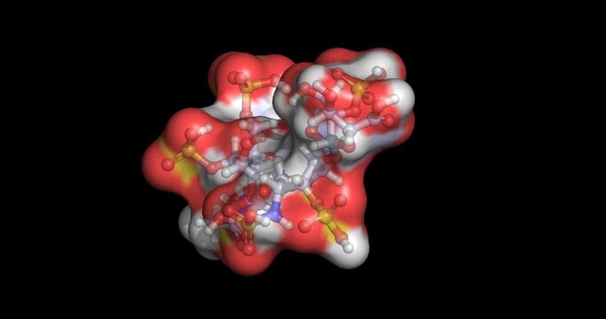 Enoxaparin, low molecular weight heparin for deep vein thrombosis and blood clot prevention, 3D macromolecule spinning, 4K