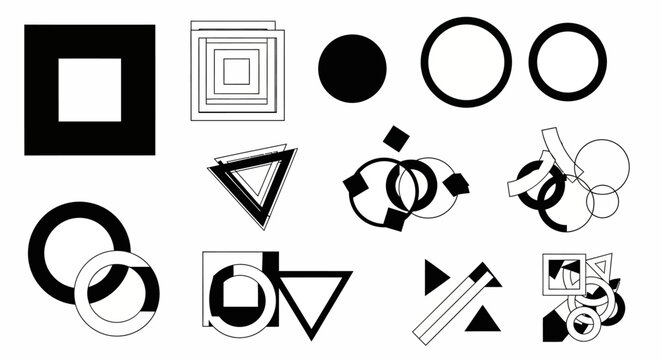 Abstract Geometric Shapes Set: Circles, Squares, Triangles, Lines