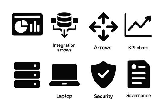 Enterprise Analytics Icons. Enterprise data analytics. Filled icon set of Enterprise data analytics: