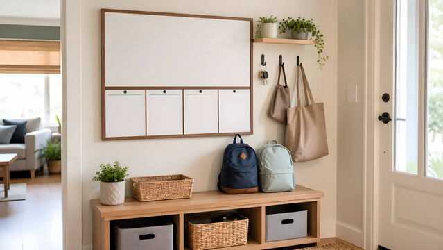 Blank family command center for home routine planning