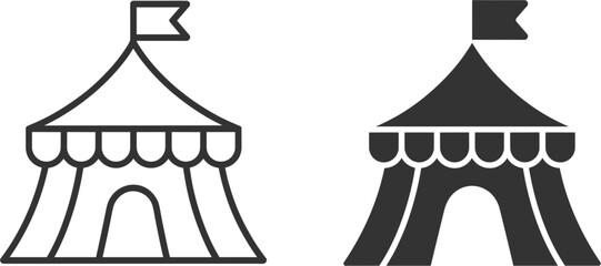 Circus tent icon set, carnival festival pavilion vector illustration isolated design collection © MdMotiur