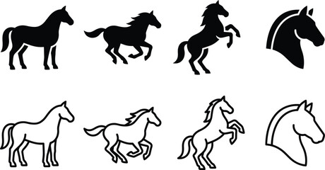 animal horse silhouette icon collection in vector style for design and branding concepts © Sumaya