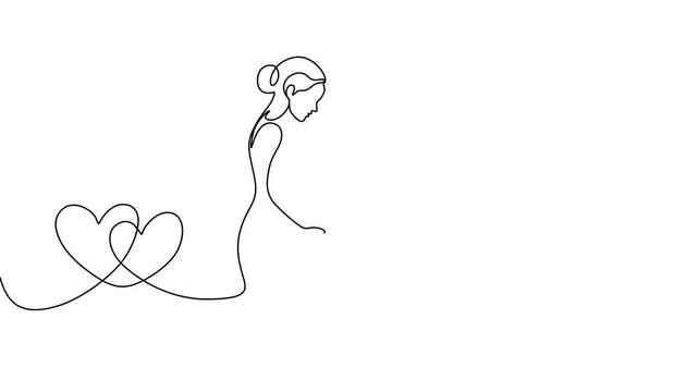 Continuous Line Art Metaphor of Family Evolution from Love to Pregnancy and Childhood