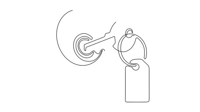 Conceptual House Key Line Art for Real Estate and Home Ownership