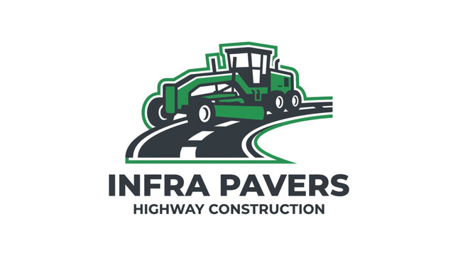 Infra Pavers Highway Construction Grader Machine on Road.