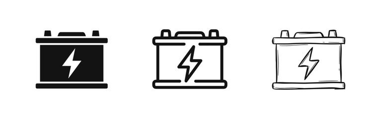 Car battery electric power icon set © drawing lines