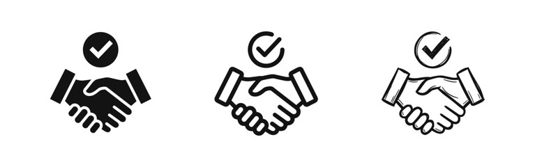 Fototapeta premium Agreement and Successful Business Deal Icon Set, Handshake Symbol