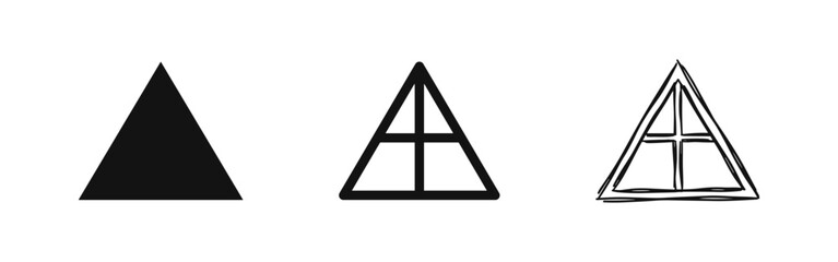 Fototapeta premium Geometric Triangle Icon Set: A-frame Structure and Roof Truss Symbols for Construction and Architecture