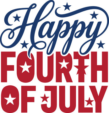Happy Fourth of July patriotic typography t-shirt design