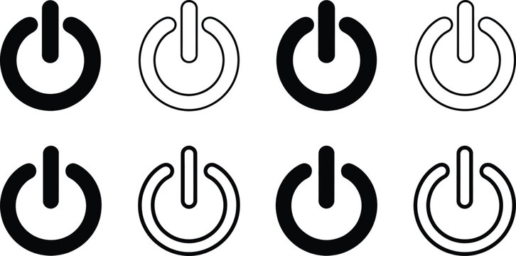 Power button vector icon on transparent background. computer on off symbol, electric switch concept.