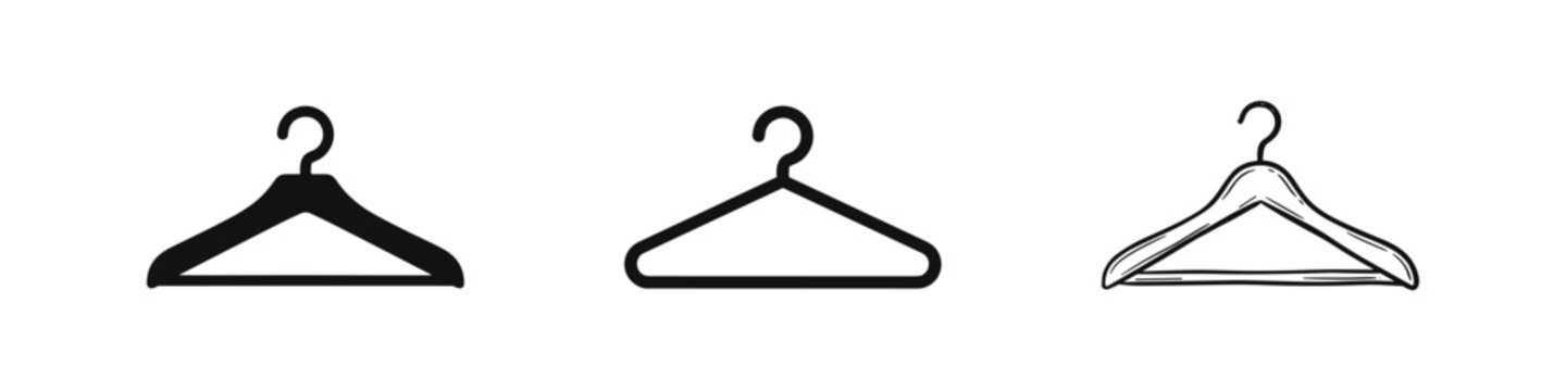 Clothes Hanger Icon Set - Minimalist Style Vector Symbols