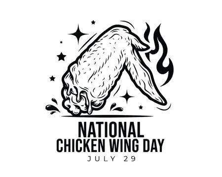 NATIONAL CHICKEN WING DAY vector illustration isolated on white background