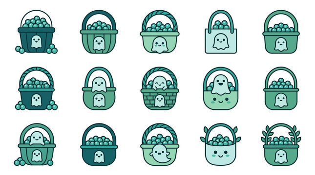 Halloween ghosts emerge from baskets filled with hell-themed decorations in hell (202)