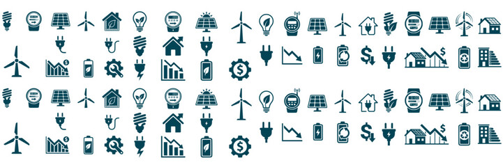 Green energy and Earth conservation flat icon set for sustainable electricity © Muhamad