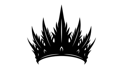 Regal Crown Emblem: A striking black silhouette of a majestic crown, symbolizing royalty, power, and authority, set against a clean background. © Hasem