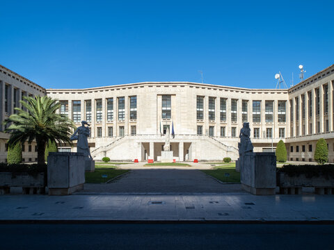 Palazzo M (Mussolini) in Latina, landmark building from the '30s in a fascist architectural style, Italy
