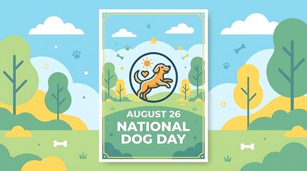 Fototapeta premium Happy dog illustration celebrating National Dog Day on August 26